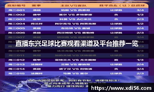 直播东兴足球比赛观看渠道及平台推荐一览